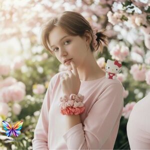 Hello Kitty Pink Hair Scrunchie Trio NWT